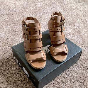 Sorel, Nadia Buckle Boots II size 9.5 camel brown